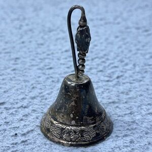 VTG Sterling Silver Blossom Dinner Bell Engraved Flowers Mexico Patina 49g 3.25"